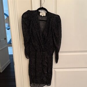 Ba&sh Black and White Long Sleeve Dress